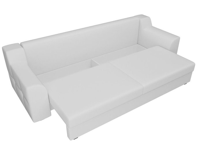 Прямой диван-кровать Сансара белого цвета (экокожа)
