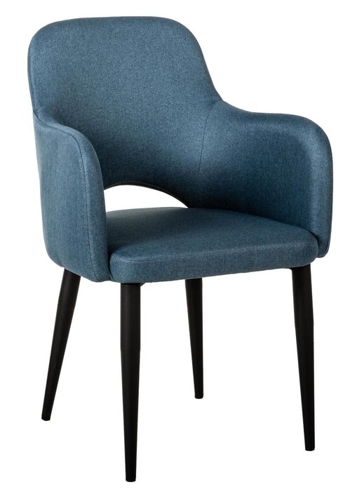 Стул-кресло Ledger синего цвета на черных ножках