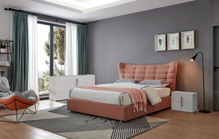 Кровать Venezia 160х200 кораллового цвета с подъемным механизмом