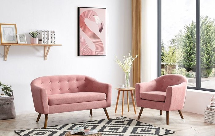 Прямой диван Florence M кораллового цвета - лучшие Прямые диваны в INMYROOM