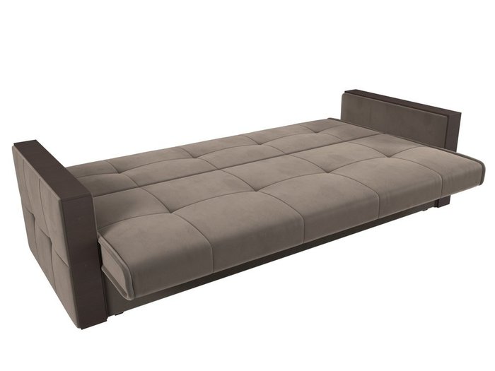 Прямой диван-кровать Валенсия коричневого цвета (книжка)