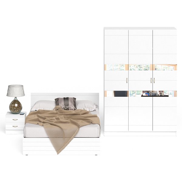 Спальный гарнитур Елена № 3 с кроватью 140х200 белого цвета