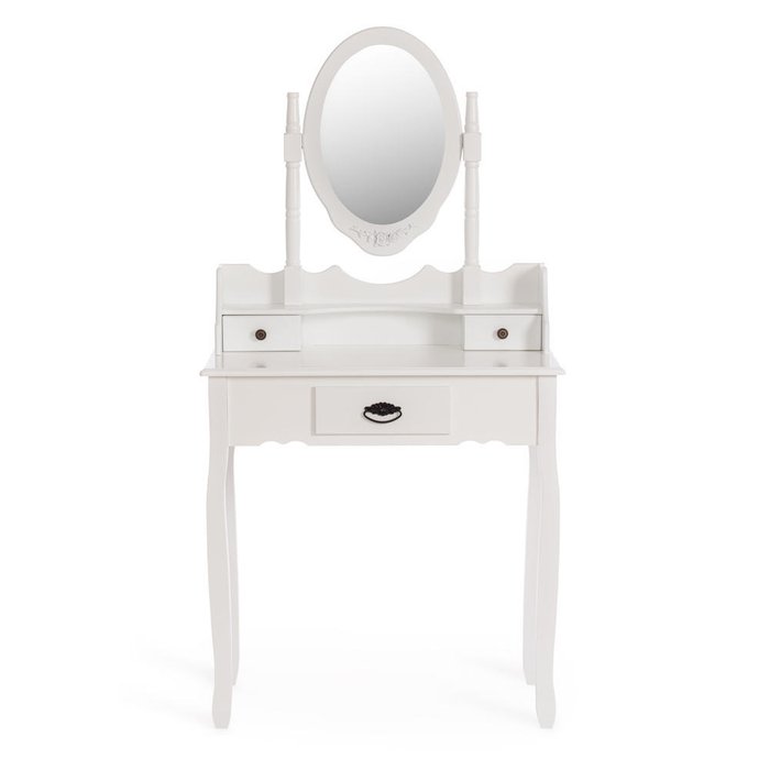 Туалетный столик с зеркалом и табуретом Gaude белого цвета - лучшие Туалетные столики в INMYROOM