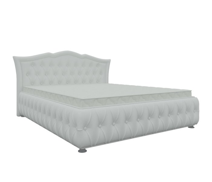 Кровать Герда 200х200 белого цвета с подъемным механизмом (экокожа) 