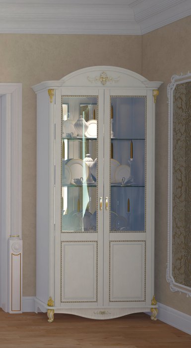 Шкаф-витрина двухдверный Да Винчи белого цвета