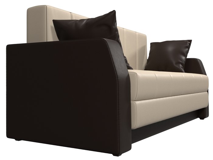 Прямой диван-кровать Малютка бежево-коричневого цвета (экокожа)
