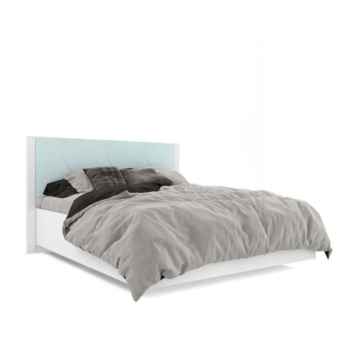 Кровать Селеста 160х200 с подъемным механизмом бело-бирюзового цвета