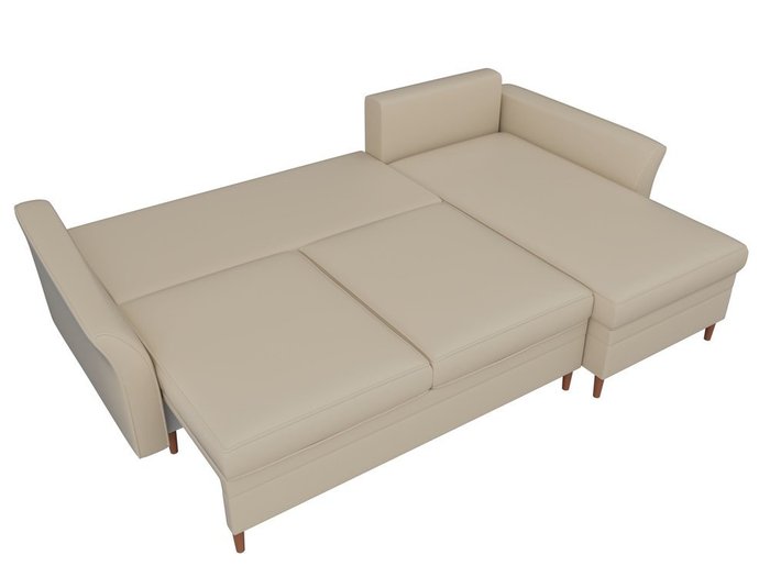 Угловой диван-кровать София бежевого цвета (экокожа)