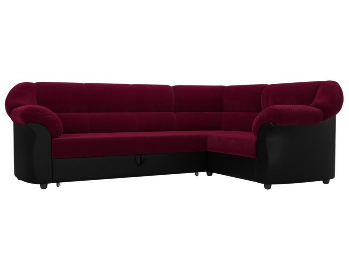 Угловой диван-кровать Карнелла бордово-черного цвета (ткань/экокожа)