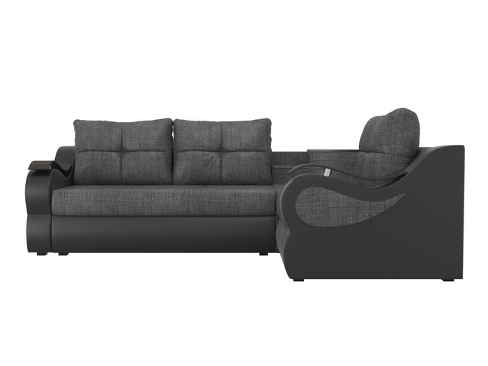 Угловой диван-кровать Митчелл черно-серого цвета (ткань\экокожа)