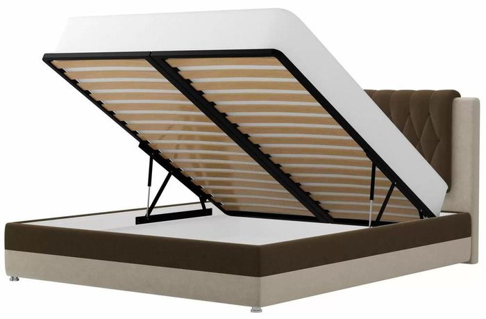 Кровать Камилла 160х200 коричнево-бежевого цвета с подъемным механизмом