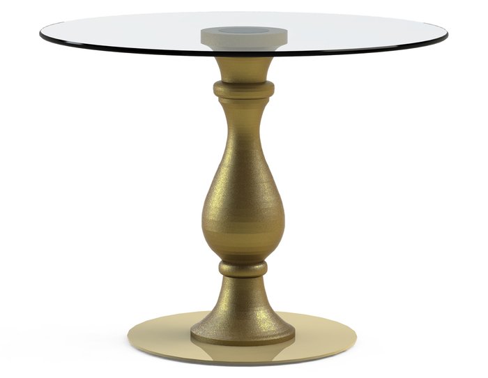 Обеденный стол "ADVENTUS Gold" с круглой столешницей из закаленного стекла 