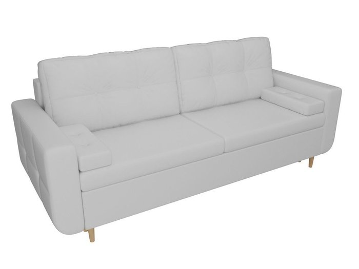 Прямой диван-кровать Кэдмон белого цвета (экокожа)