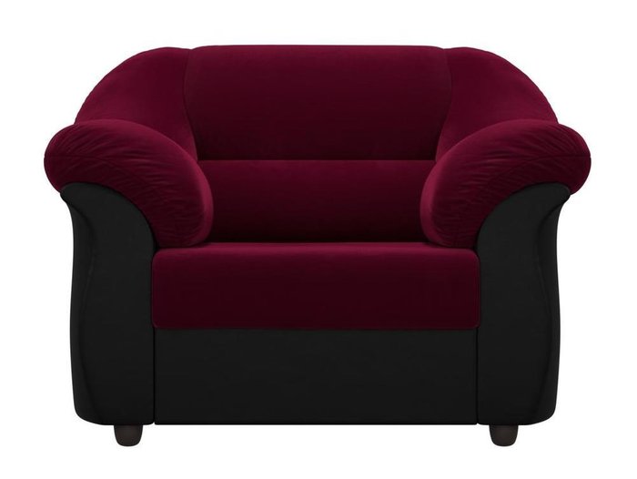 Кресло Карнелла черно-бордового цвета (ткань/экокожа)