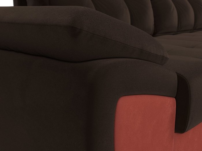 Угловой диван-кровать Нэстор прайм коричнево-кораллового цвета