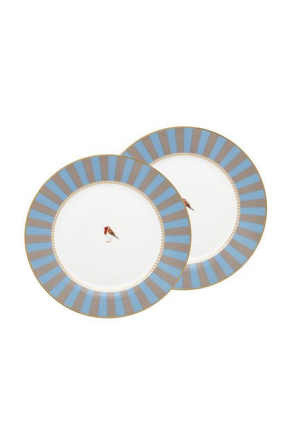 Набор из двух тарелок Love birds коричнево-голубого цвета