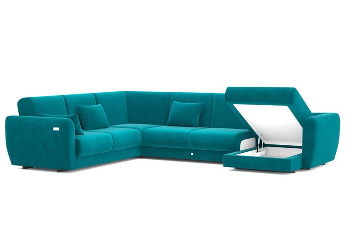 Модульный угловой диван-кровать бирюзового цвета