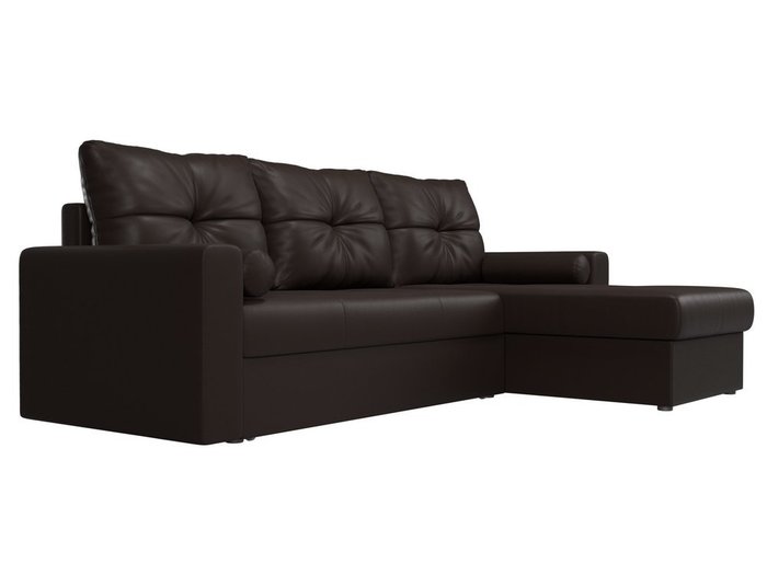 Угловой диван-кровать Верона коричневого цвета (экокожа) - лучшие Угловые диваны в INMYROOM