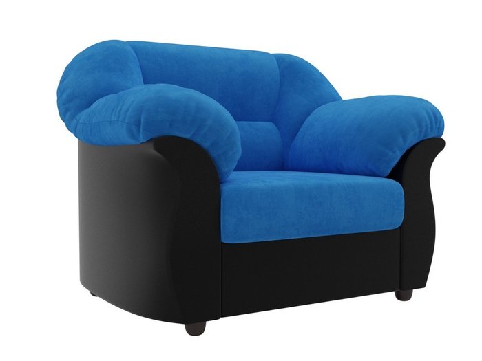 Кресло Карнелла черно-голубого цвета (ткань/экокожа)