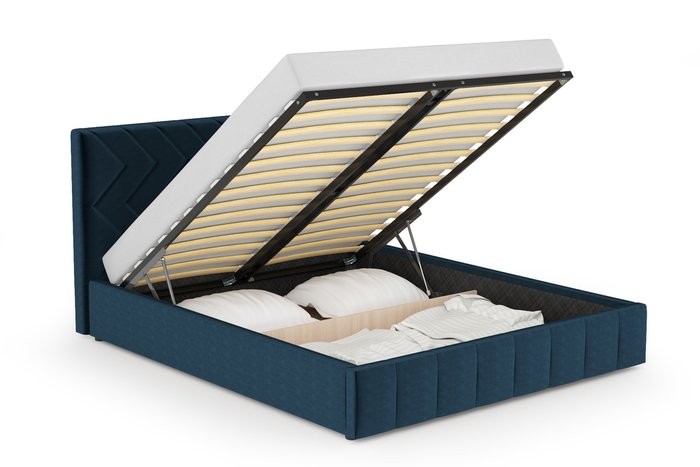 Кровать Милана 160х200 с подъёмным механизмом и дном полуночно-синего цвета - лучшие Кровати для спальни в INMYROOM