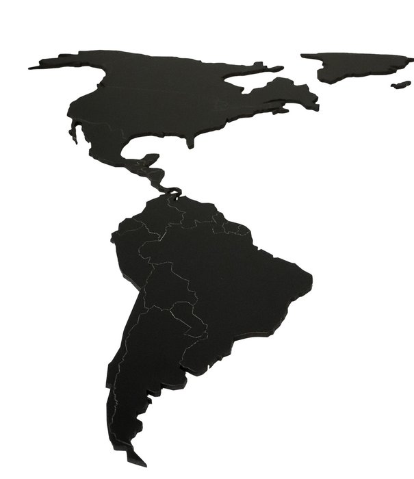 Деревянная карта мира Large черного цвета