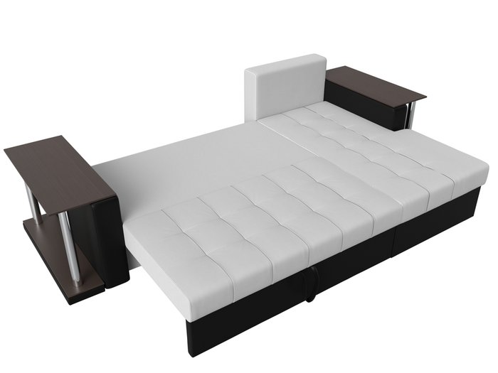 Угловой диван-кровать Даллас черно-белого цвета (экокожа)