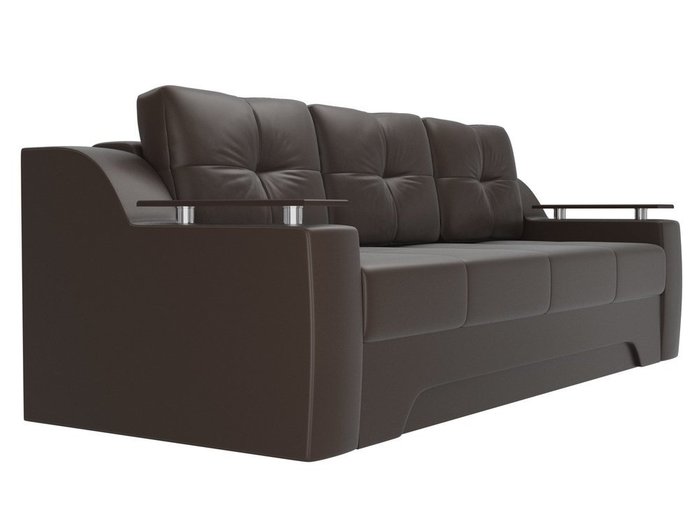 Прямой диван-кровать Сенатор коричневого цвета (экокожа)