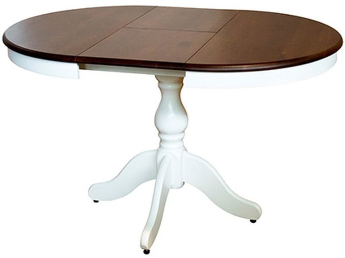 Обеденная группа из стола и четырех стульев коричнево-белого цвета