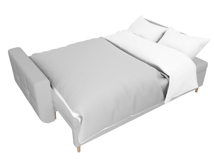 Прямой диван-кровать Кэдмон белого цвета (экокожа)