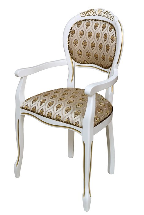 Стул-кресло деревянный Дезире бело-золотого цвета