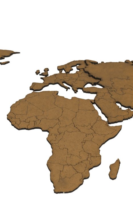 Деревянная карта мира коричневого цвета