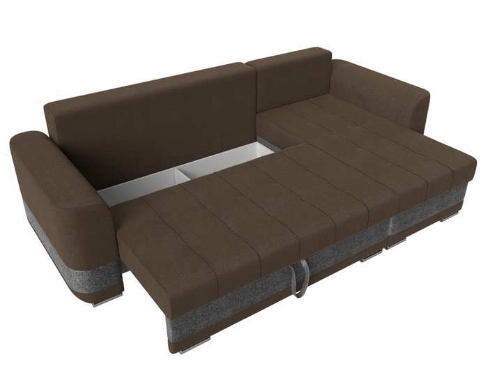 Угловой диван-кровать Честер коричневого цвета