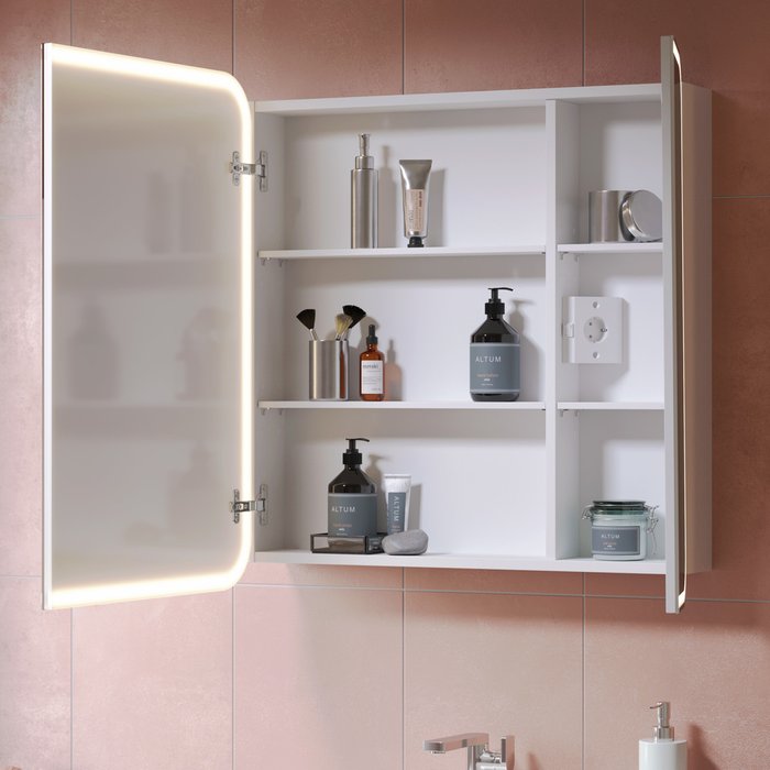 Шкаф зеркальный Lana 80х80 белого цвета