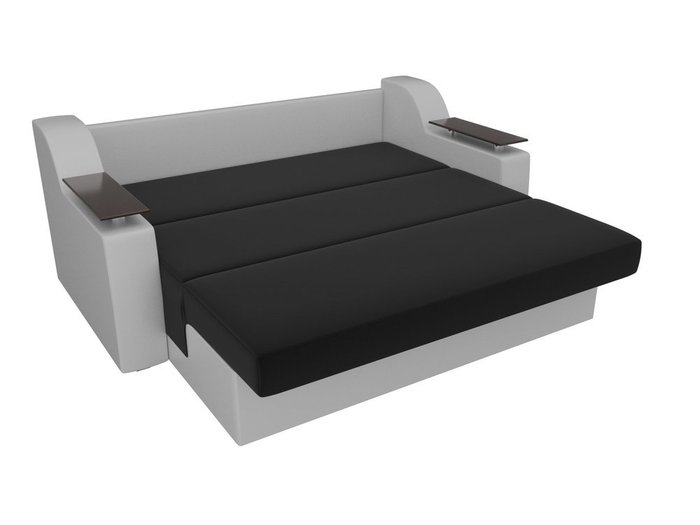 Прямой диван-кровать Сенатор бело-черного цвета (ткань\экокожа)