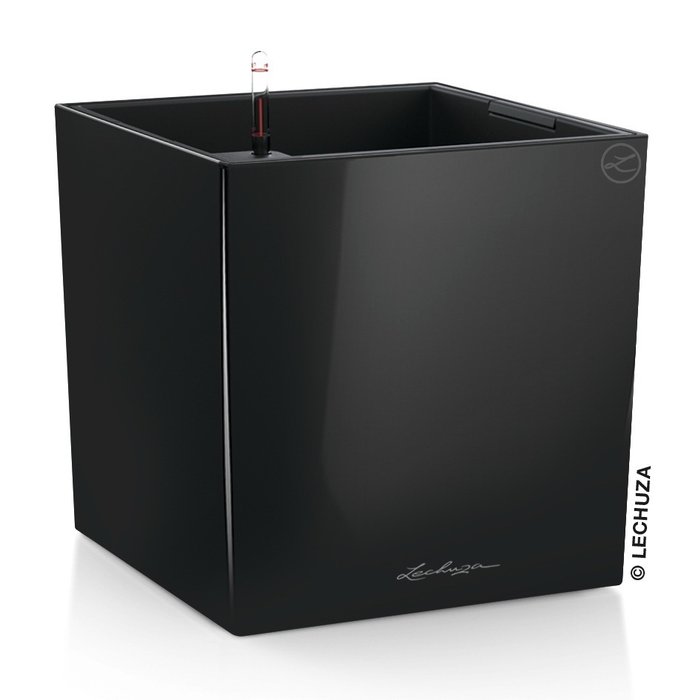  Кашпо Cube 30 черного цвета с системой автополива