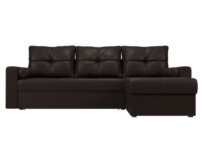 Угловой диван-кровать Верона коричневого цвета (экокожа) - купить Угловые диваны по цене 33990.0