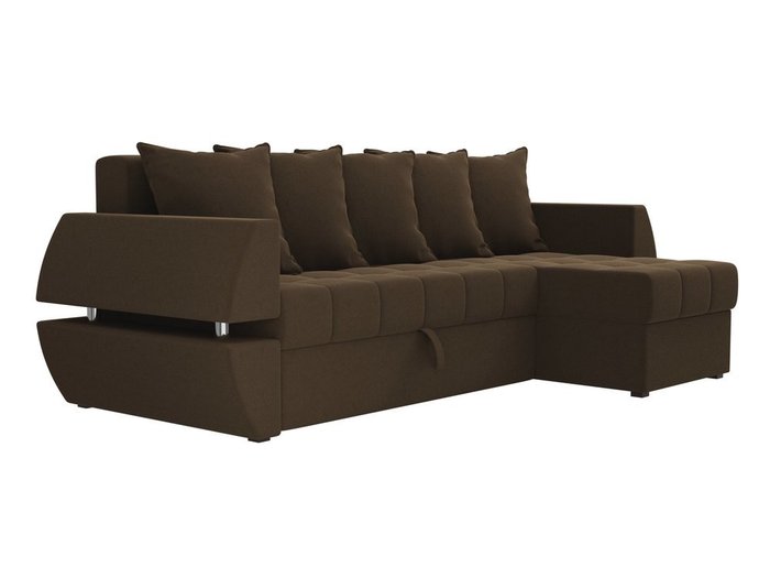 Угловой диван-кровать Атлантида коричневого цвета