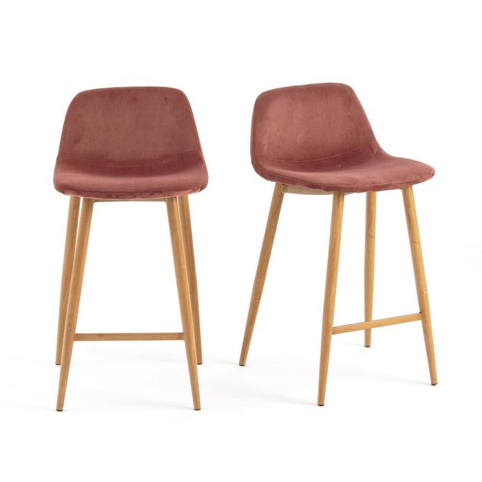 Комплект из двух полубарных стульев Iena розового цвета