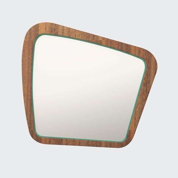 Зеркало настенное Woodi в темном шпоне с бирюзовым кантом