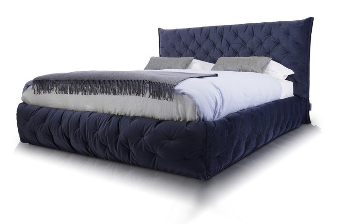 Кровать Club 200х200 темно-синего цвета с ортопедической решеткой - купить Кровати для спальни по цене 121906.0