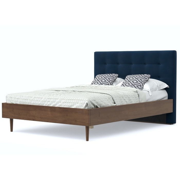Кровать Альмена 160x200 коричнево-синего цвета