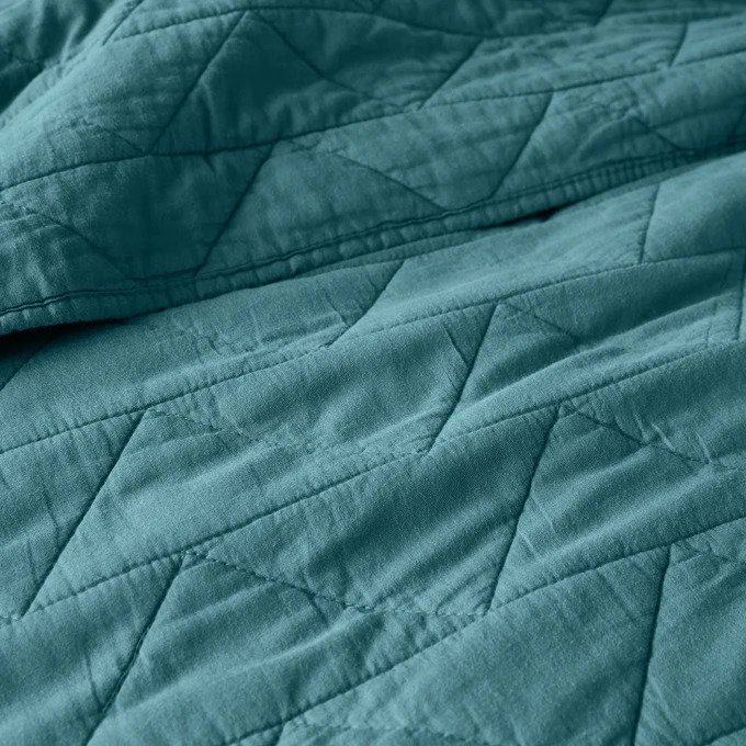 Покрывало Scenario стеганое сине-зеленого цвета с зигзагообразной прострочкой 150х150 
