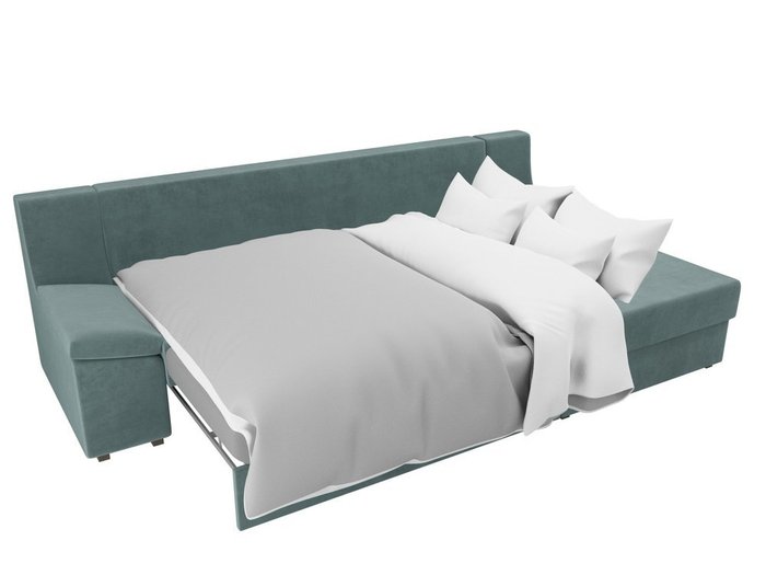 Угловой диван-кровать Челси темно-бирюзового цвета