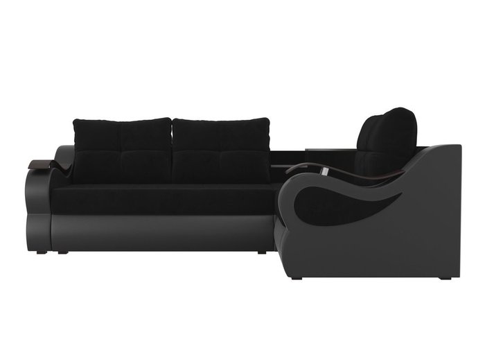 Угловой диван-кровать Митчелл черного цвета (ткань\экокожа)