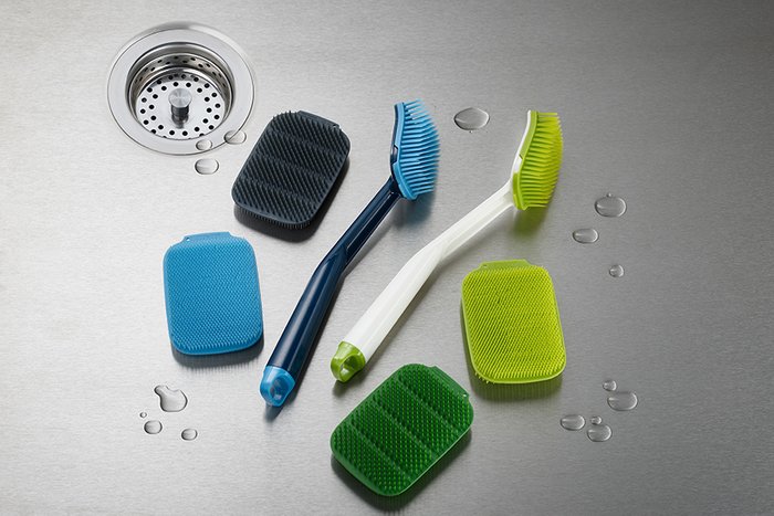 Щетка для мытья посуды Clean Tech с запасной насадкой бело-зеленого цвета
