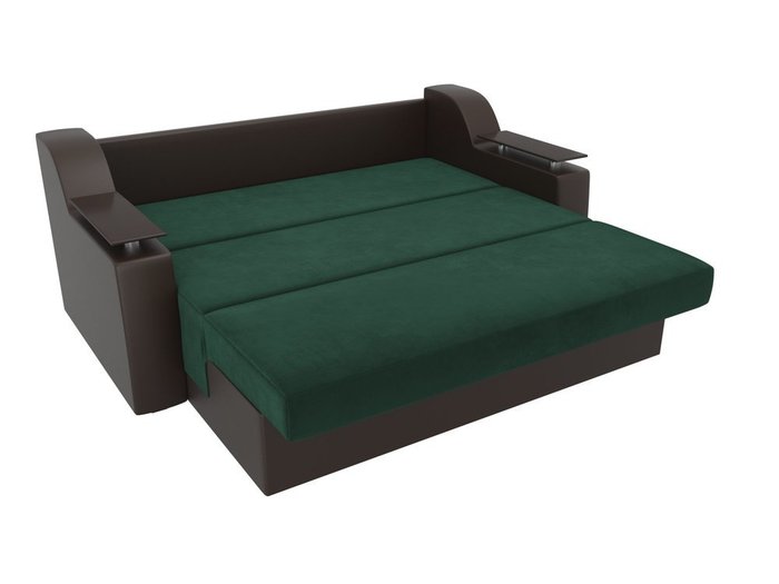 Прямой диван-кровать Сенатор коричнево-зеленого цвета (ткань\экокожа)