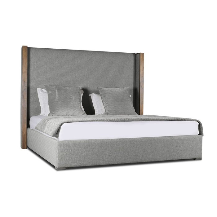 Кровать Berkley Winged Plain Wood 140х200 серого цвета