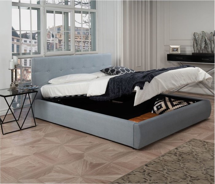 Кровать Selesta 140х200 с подъемным механизмом серого цвета - купить Кровати для спальни по цене 21990.0