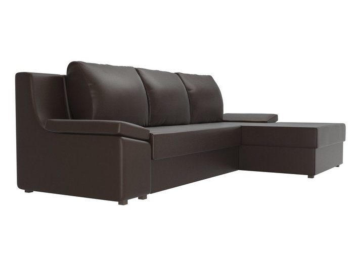 Угловой диван-кровать Челси темно-коричневого цвета (экокожа)
