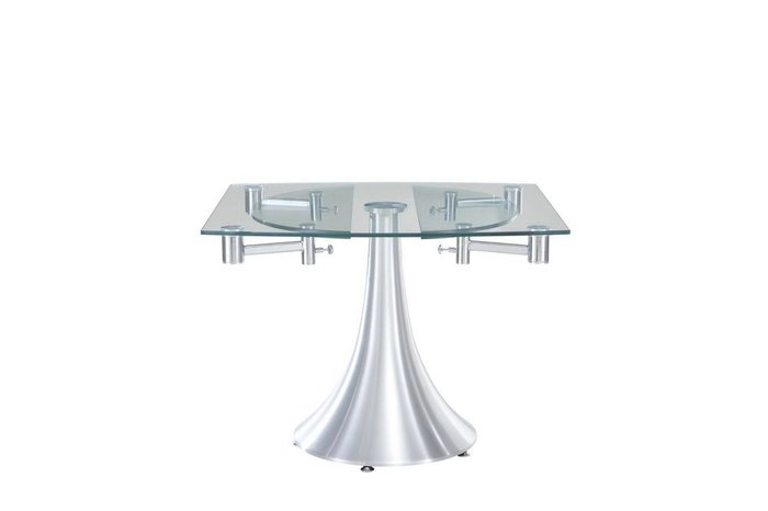 Раскладной обеденный стол со стеклянной столешницей